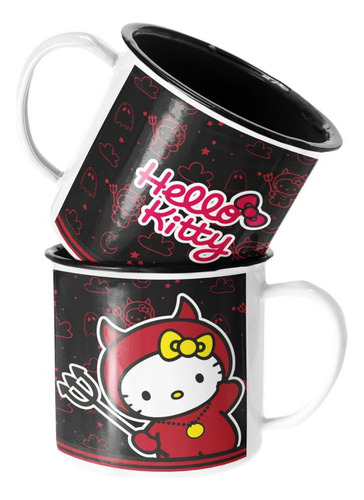 Taza Enlozada Lechera Hello Kitty Demonio