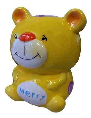 Alcancia De Ceramica Money Box De Oso Color Amarillo Merry 