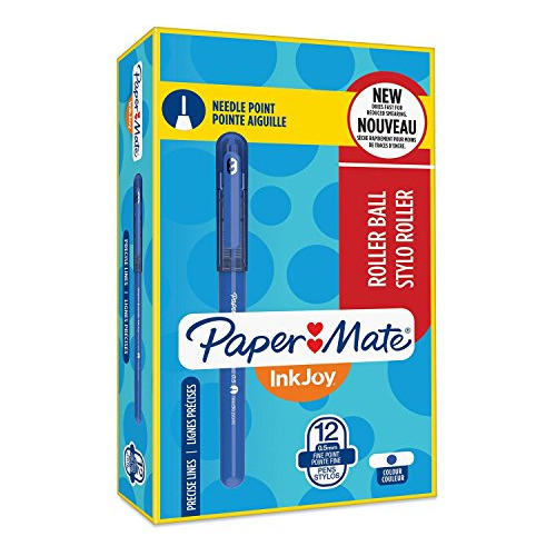 Bolígrafos De Rollerball Inkjoy Needle Point, Azul, Ca...