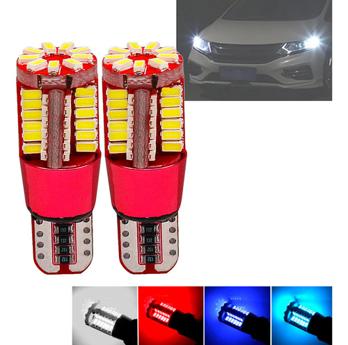 Par Lampada Led Moto Carro Lanterna Ré Pingo T10 57 Leds