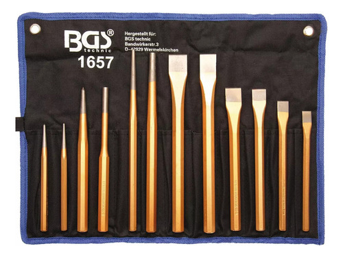 Kit De 12 Cinceles Y Botadores Resistentes Eje Hexagonal Bgs Talla Del Carácter 0 Mm