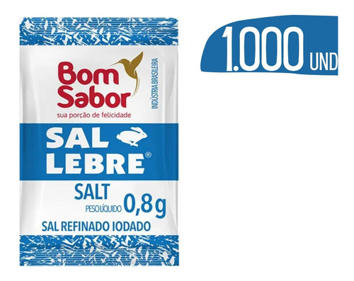 Sal Em Sache Lebre Bom Sabor 0,8g Refinado - 1.000un
