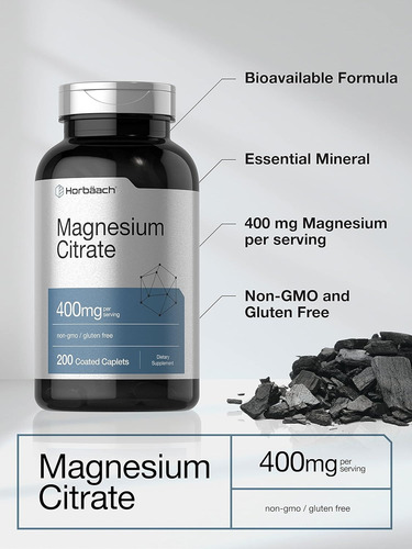 Citrato De Magnesio 400 Mg Con 200 Comprimidos Horbaach