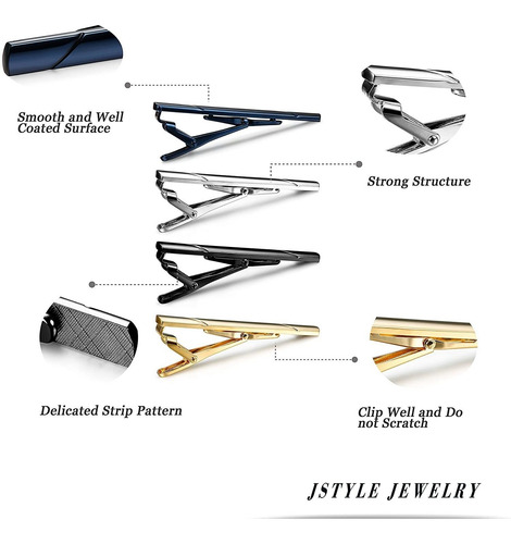 Clip Para Corbatas Jstyle, Para Hombres, 4 Unidades