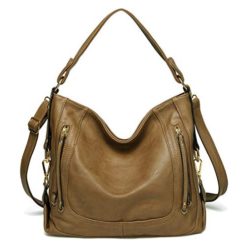 Bolso Grande De Mujer Kasqo, Tipo Hobo, Cuero Sintético