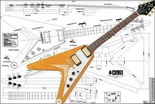 Caja Sólida De Guitarra E Plan Of Flying V Korina Electric G