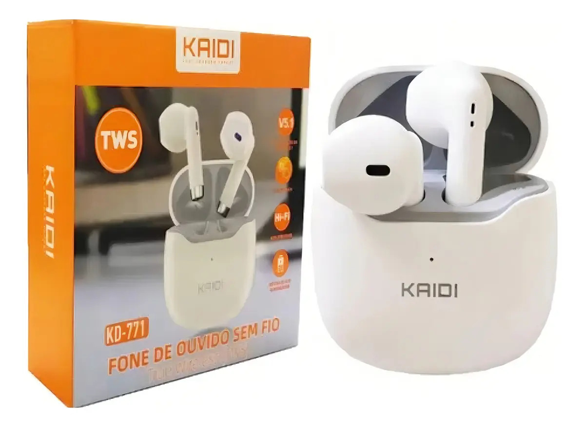 Fone De Ouvido sem fio Bluetooth 5.1 Kd771 cor Branco