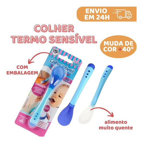 Colher Infantil Termo Sensível Proteção Silicone Para Bebe