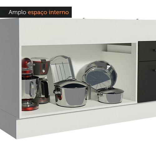 Fregadero Agata Madesa, 150 cm, 2 puertas y 2 cajones, sin tapa, color blanco/negro