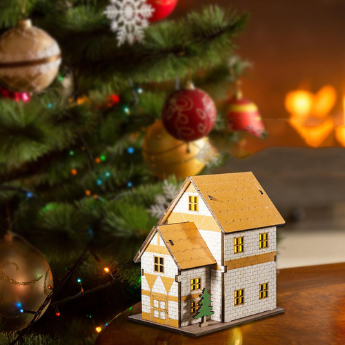 Nuevo Casa Miniatura Iluminada, Modelo 11cm X 7,8cm X 11,6cm