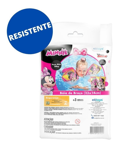 Imagem 2 de 5 de Boia De Braço Infantil Minnie 29x15 Rosa Etitoys - Dyin-011