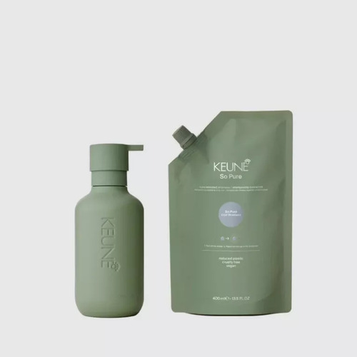 Kit Keune So Pure Shampoo Cool Refil 400ml + Frasco Pump
