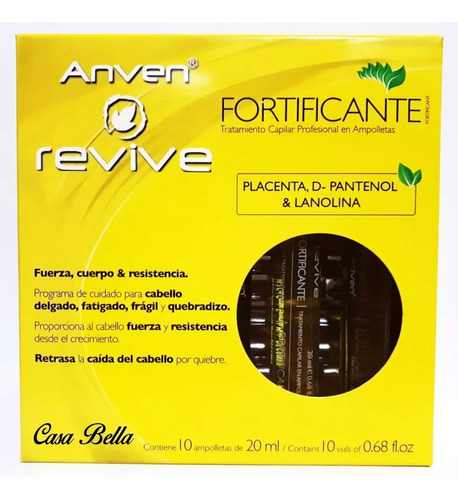 Ampolleta Fortificante Cabello Resistente Anven 10pz 20ml 