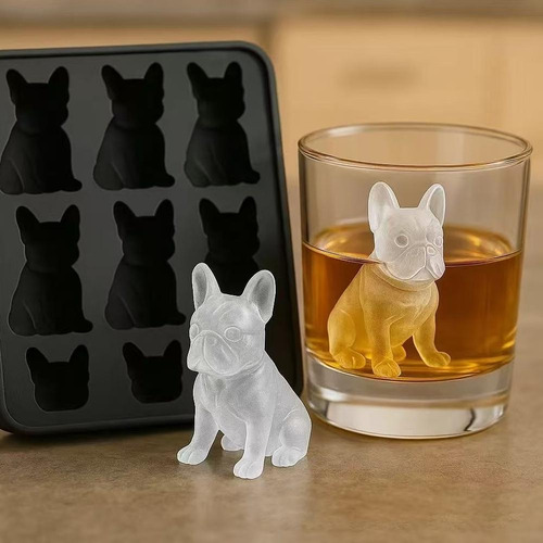 Molde De Hielo Con Diseño De Bulldog Francés, Creativo Para