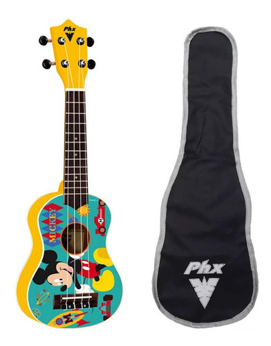 Ukulele Infantil Soprano Phx Mickey Amarelo Ukpmk1 + Capa