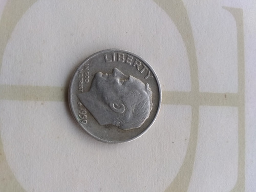 Moneda One Dime Americana En Plata Año 1959