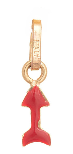 Dije De Oro 10k En Forma Flecha Roja Mini Esmalte