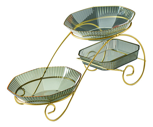 . Frutero Green Luxury Fruit Plate De 3 Capas Transparent