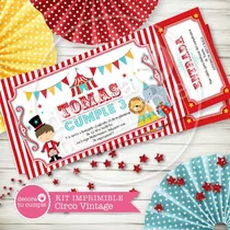 Comprar Kit Imprimible Circo Invitaciones Candybar Cumpleaños