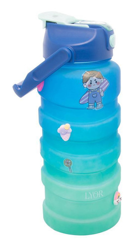 Garrafa Squeeze Lyor Wave De Policarbonato Azul E Verde 2l