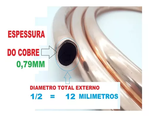 Tubo Cobre 6,5m Chiller Aquecer Agua Lenha Fogo 1/4 Conexão