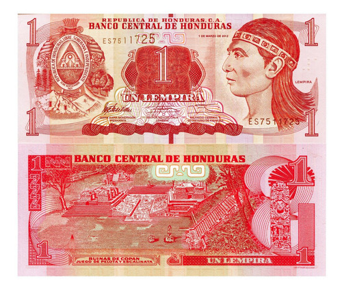 Billete De Honduras 1 Lempira, Nuevo Sin Circular, 2019