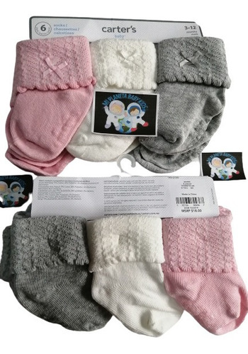 Medias Para Bebé Niña 6 Pares De Carter's De 0 A 24 Meses. 