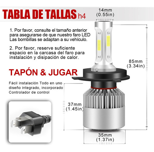 Farol Led Feixe Alto/baixo Para Honda Fit 2007-2019 H4