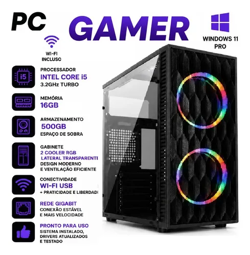 Pc Cpu Gamer Barato Core I5 3.2ghz Turbo 16gb + 500gb + Wifi