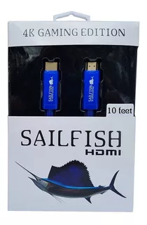 Sailfish Hdmi Cable 2.0 - 4k Gaming Edition Diseñado Para Xbox One X, Xbox One Y Ps4 Pro (10 Pies, Azul)