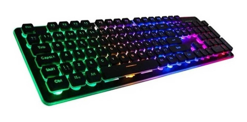Imagen 2 de 4 de Teclado gamer Noganet NKB-560 QWERTY español España color negro con luz RGB