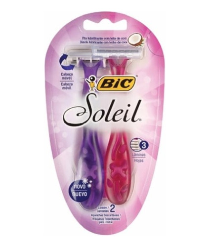 Kit Aparelho De Barbear Soleil Rosa E Roxo Com 6