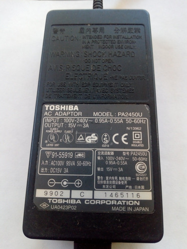 Cargador Laptop Toshiba Pa2450u  15v  3a
