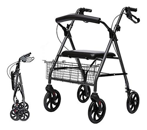 Imagen 1 de 4 de Andador Con Asiento Canasto Frenos Y Ruedas Plegable 120kg