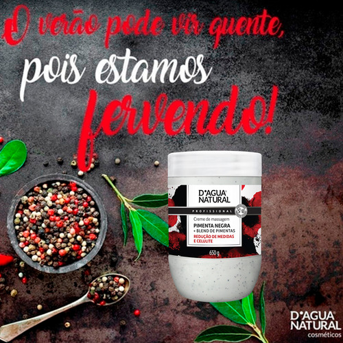 Creme Massagem Pimenta Negra Termoativo Natural Reduz Medida Fragrância Suave Tipos De Pele