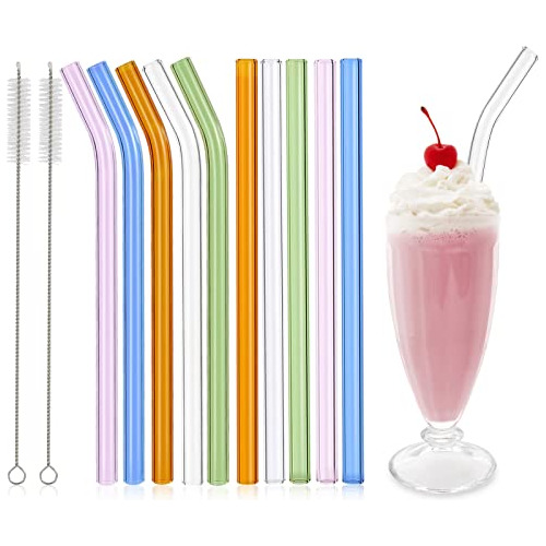 Juego De 10 De Vidrio Reutilizables Batidos De 9 PuLG...