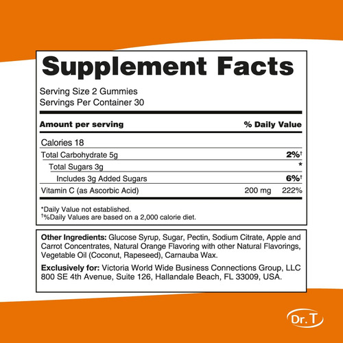 Dr. T Victagummies Vitamina C Niños 200 Mg 60 Gomitas
