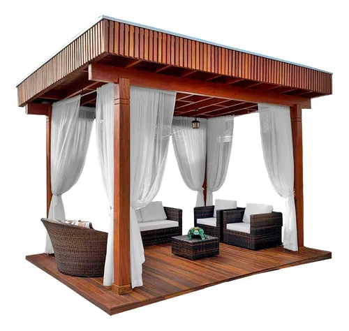 comprar Cortina Pergolado Voil 4 Unidades 2mx2,30 Decoração Quiosque