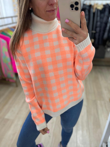 Sweater Polera Cuadros Mujer The Big Shop