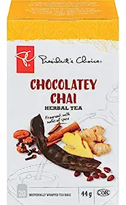 President's Choice Chocolatey Chai Herbal Tea 20ct, 44g {imp