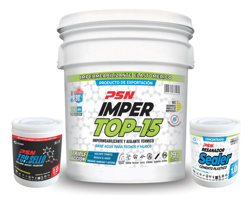 Impermeabilizante húmedo PSN ImperTop 15 para concreto color blanco 19L 19kg