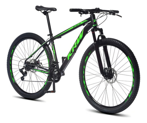 Bicicleta Aro 29 Krw Alumínio 24 Vel Freio Mecânico R6 Cor Preto/verde Fosco