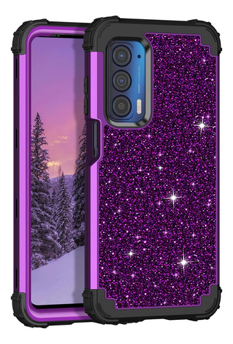 Lontect Moto Edge Uw Glitter Case - Hybrid De Servicio Pesad