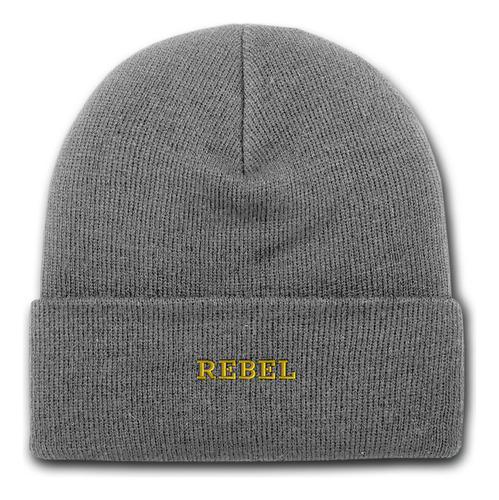 Gorro Lana Rocky Gris Bordado Texto Rebel Rebelde Oro