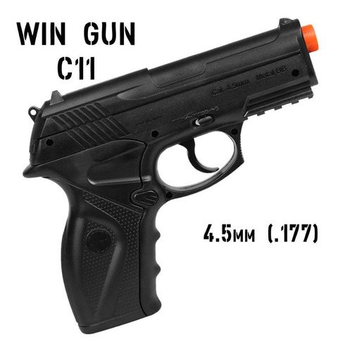 Pistola De Pressão Gás Co2 Win Gun C11 4.5mm 410fps Polímero