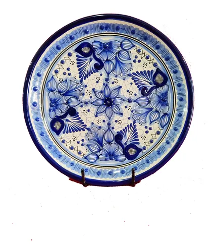 comprar Set 6 Platos De Talavera Poblana 25 Cm Azul Trd Variados Plt
