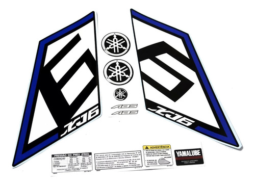 Kit Adesivos Faixa Branco Azul Para Yamaha Xj6 2015 Sp 13575 Cor Preto-Azul