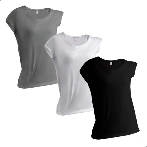 Kit 3 Camisetas Básicas Femininas Dry Fit Lisa Babylook 
