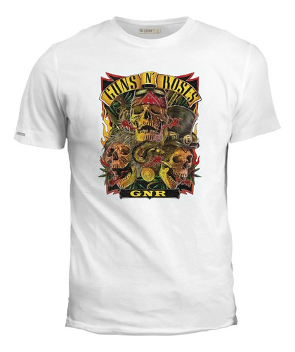 Camiseta Guns N Roses Calavera Plantas Cráneo Rock Metal Ink