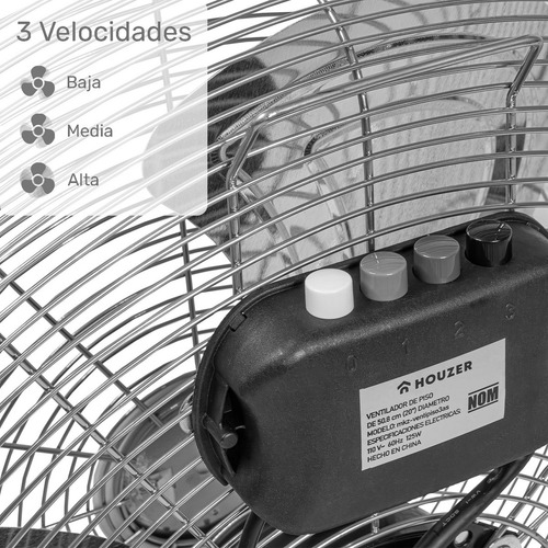 Kit Set 2 Ventiladores Piso Pared 23' 3 Aspas Metal Hogar Estructura Plateado Aspas Plata Diámetro 60 cm Frecuencia 60Hz Material de las aspas Acero
